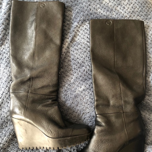 Gucci black wedge rain boots - Picture 1 of 3